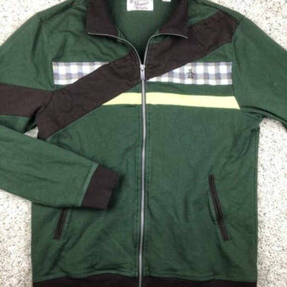 Penguin by Munsingwear Boys' Zip Front Jacket Green Yellow XL W/ Penguin Logo - Picture 1 of 11